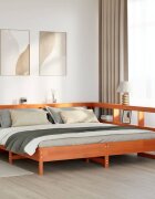 vidaXL Легло с етажерка за книги без матрак 200x200 см бор масив