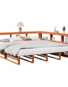 vidaXL Легло с етажерка за книги без матрак 200x200 см бор масив