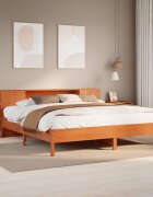 vidaXL Легло с етажерка за книги без матрак 200x200 см бор масив