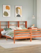 vidaXL Легло с етажерка за книги без матрак 200x200 см дърво масив