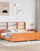 vidaXL Легло с етажерка за книги без матрак 200x200 см дърво масив