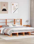 vidaXL Легло с етажерка за книги без матрак 200x200 см дърво масив