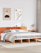 vidaXL Легло с етажерка за книги без матрак 200x200 см дърво масив