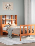 vidaXL Легло с етажерка за книги без матрак 75x190 см дърво масив