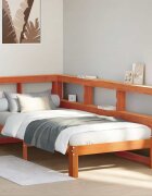 vidaXL Легло с етажерка за книги без матрак 90x190 см бор масив