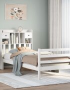 vidaXL Легло с етажерка за книги без матрак 90x200 см бор масив