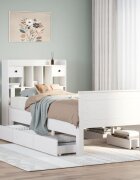 vidaXL Легло с етажерка за книги без матрак 90x200 см бор масив