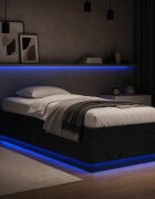vidaXL Легло с LED Черен дъб 80 x 200 cm Инженерна дървесина
