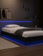 vidaXL Легло с LED Черен дъб 80 x 200 cm Инженерна дървесина