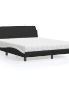 vidaXL Легло с матрак Dover черно и бяло 160x200 см изкуствена кожа