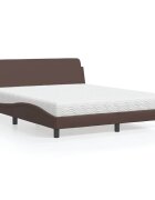 vidaXL Легло с матрак Dover кафяво 160x200 см изкуствена кожа