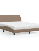 vidaXL Легло с матрак Dover капучино 160x200 см изкуствена кожа