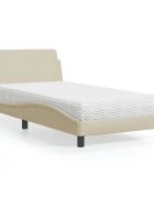 vidaXL Легло с матрак Dover кремаво 100x200 см плат