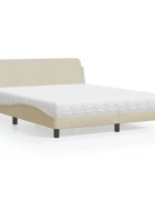 vidaXL Легло с матрак Dover кремаво 160x200 см плат