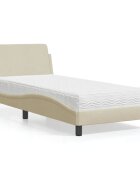 vidaXL Легло с матрак Dover кремаво 90x200 см плат