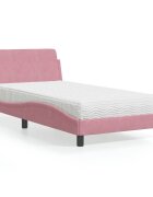 vidaXL Легло с матрак Dover розово 100x200 см кадифе
