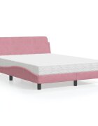 vidaXL Легло с матрак Dover розово 120x200 см кадифе