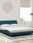 vidaXL Легло с матрак Dover синьо 160x200 см кадифе