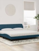 vidaXL Легло с матрак Dover синьо 200x200 см кадифе