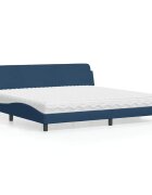 vidaXL Легло с матрак Dover синьо 200x200 см плат