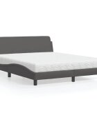 vidaXL Легло с матрак Dover сиво 160x200 см изкуствена кожа