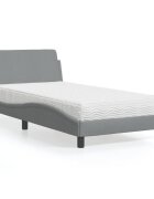 vidaXL Легло с матрак Dover светлосиво 100x200 см плат