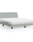 vidaXL Легло с матрак Dover светлосиво 160x200 см кадифе