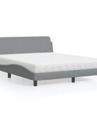 vidaXL Легло с матрак Dover светлосиво 160x200 см плат