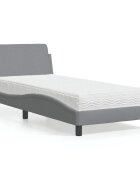 vidaXL Легло с матрак Dover светлосиво 90x200 см плат