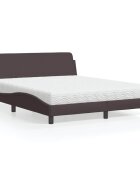 vidaXL Легло с матрак Dover тъмнокафяво 160x200 см плат