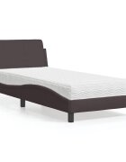 vidaXL Легло с матрак Dover тъмнокафяво 90x200 см плат