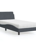 vidaXL Легло с матрак Dover тъмносиво 100x200 см кадифе