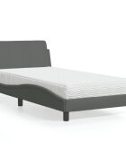 vidaXL Легло с матрак Dover тъмносиво 100x200 см плат