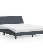 vidaXL Легло с матрак Dover тъмносиво 160x200 см кадифе