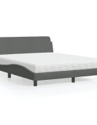 vidaXL Легло с матрак Dover тъмносиво 160x200 см плат