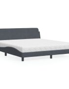 vidaXL Легло с матрак Dover тъмносиво 180x200 см кадифе