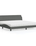 vidaXL Легло с матрак Dover тъмносиво 200x200 см плат