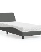 vidaXL Легло с матрак Dover тъмносиво 90x200 см плат