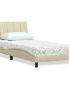 vidaXL Легло с матрак Hanko кремаво 100x200 см плат