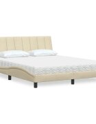 vidaXL Легло с матрак Hanko кремаво 160x200 см плат