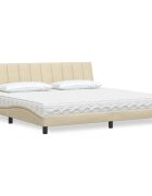 vidaXL Легло с матрак Hanko кремаво 200x200 см плат
