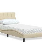 vidaXL Легло с матрак Hanko кремаво 90x200 см плат