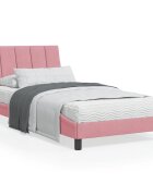 vidaXL Легло с матрак Hanko розово 100x200 см кадифе