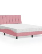 vidaXL Легло с матрак Hanko розово 140x190 см кадифе