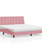 vidaXL Легло с матрак Hanko розово 180x200 см кадифе