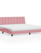 vidaXL Легло с матрак Hanko розово 200x200 см кадифе