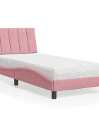 vidaXL Легло с матрак Hanko розово 80x200 см кадифе