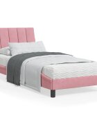 vidaXL Легло с матрак Hanko розово 90x190 см кадифе