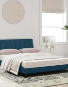 vidaXL Легло с матрак Hanko синьо 120x200 см кадифе