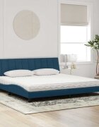vidaXL Легло с матрак Hanko синьо 200x200 см кадифе